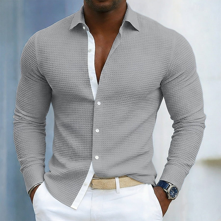 Camicia Nido d'Ape Colletto Coreano